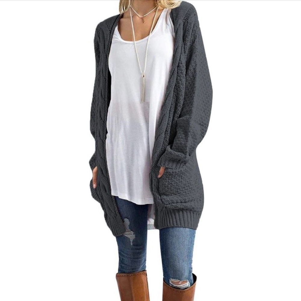 NWT Traleubie Women's Open Front Boho Boyfriend Knit Chunky Cardigan‎ Sweater